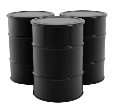 Oil barrels on transparent background