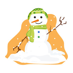 Snowman illustration, on white background.