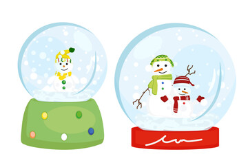 Illustration of snow globes with snowman.