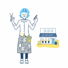 女性美容師とヘアサロン