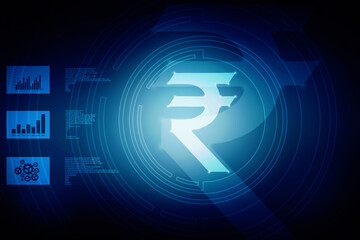 Rupee currency . 2D rendering illustration