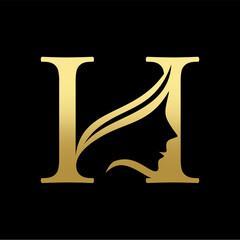 Letter H Beauty Women Face Logo Design