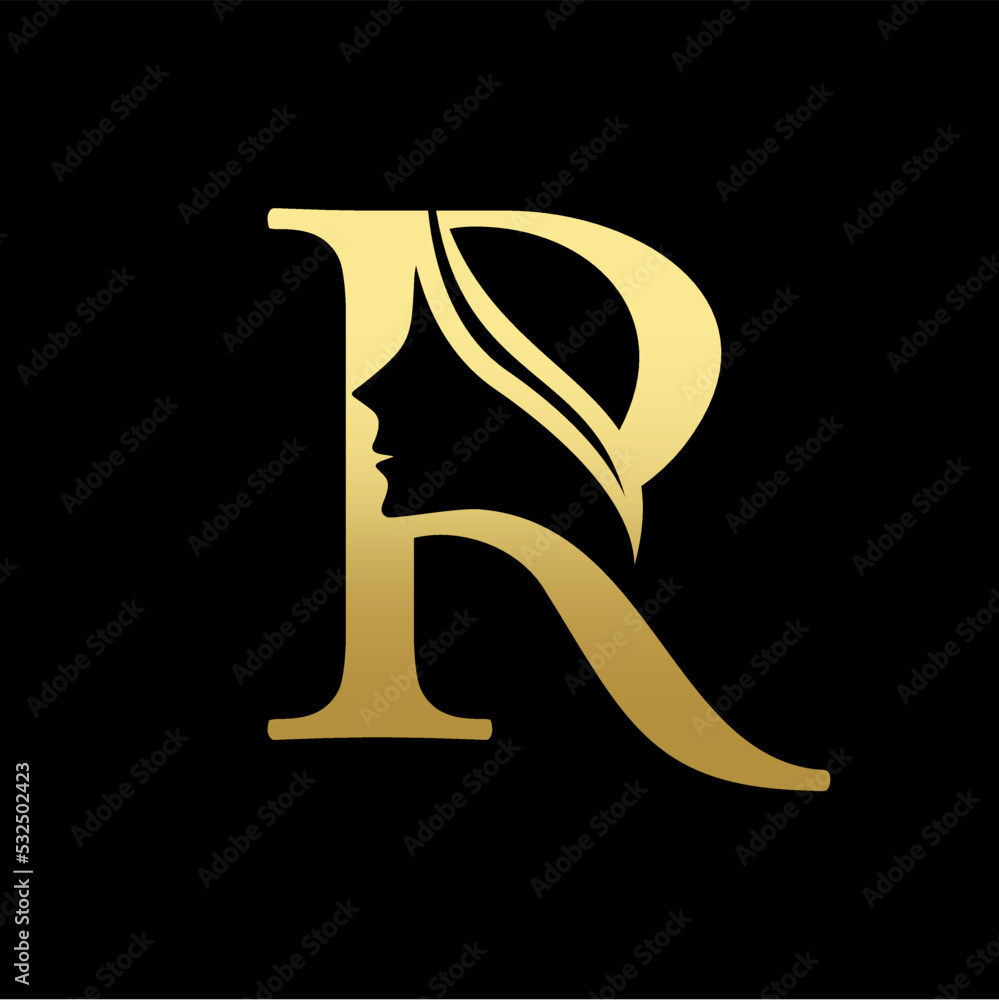 Wall mural letter r beauty women face logo design