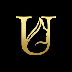 Letter U Beauty Women Face Logo Design © Hamdesain