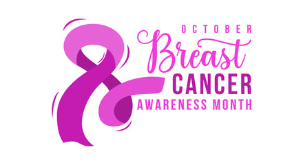 Breast cancer awareness month background with pink ribbon. Hand drawn design elements for appeal advertisement