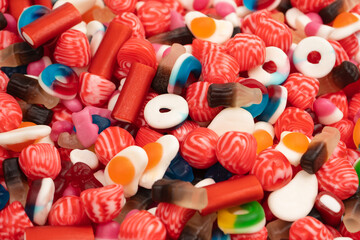 Tasty mix of jelly colorful candies.