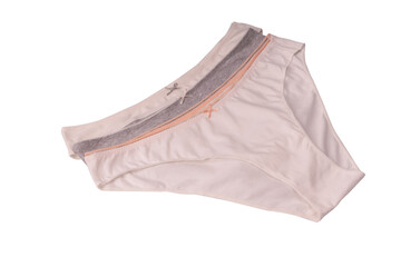 Women cotton panties isolated on white background.