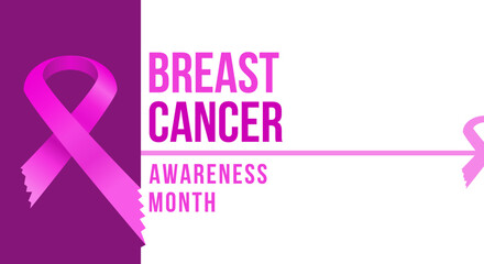 Breast cancer awareness month background with pink ribbon. Hand drawn design elements for appeal advertisement