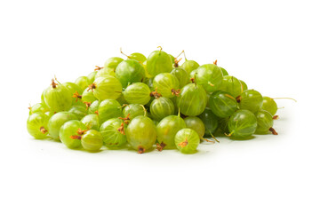 A group of gooseberries isolated on a white background.