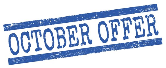 OCTOBER OFFER text on blue lines stamp sign.