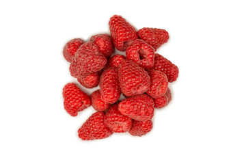 Tasty raspberries isolated on  white background.