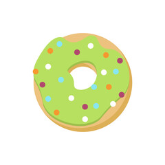 Fototapeta premium Sweet fresh donut. Vector isolated on white background. For use in postcards, brochures and covers, prints, holidays, confectionery, fabrics and packaging, flyers and labels.