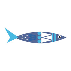 Decorative stylized fish. Vector illustration isolated on white background. Collection for decor, postcards, flyers and brochures, invitations, logos and badges.