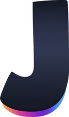 Uppercase Letter J Modern 3D alphabet in blue tone