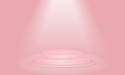 Background vector 3d pink color cylinder pedestal podium with stage product and wall scene. Product background. Abstract stage geometric shape pink color product display presentation.