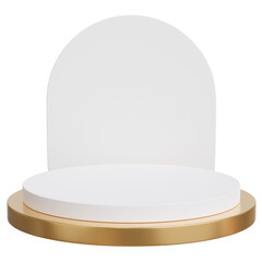 golden with white podium presentration,3d rendering