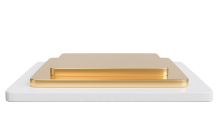 golden with white podium presentration,3d rendering