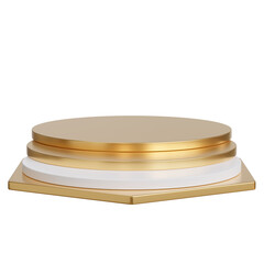 golden with white podium presentration,3d rendering