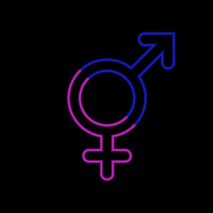 Hermaphroditism neon sign, modern glowing banner design, colorful modern design trends on black background. Vector illustration.