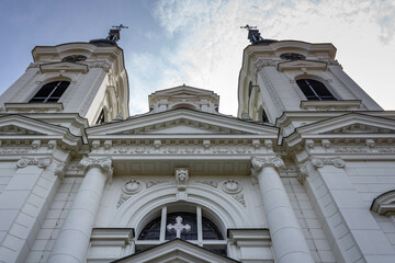 The Orthodox Cathedral of St. Nicholas with its baroque bell towers in Sremski Karlovci, Serbia