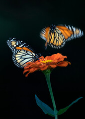 monarch butterfly on zinnia