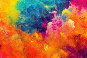 Naklejka na ściany i meble Hand draw digital painting abstract art panorama background colors texture design illustration