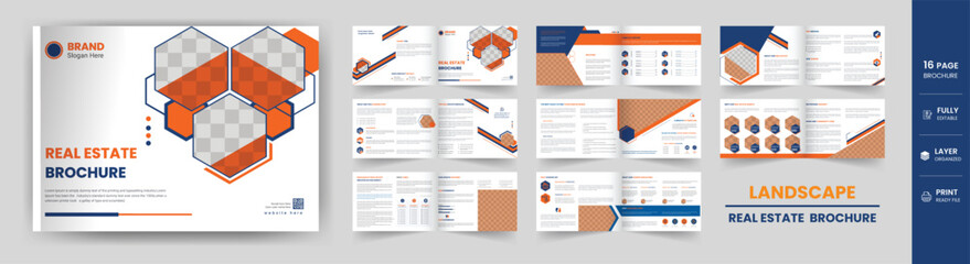 Landscape Real Estate 16 Page Construction Company Brochure business cover flyer and annual report minimal template design
