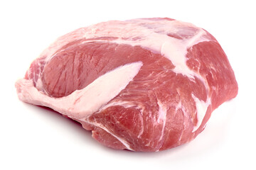 Raw pork ham, pork leg, isolated on white background.