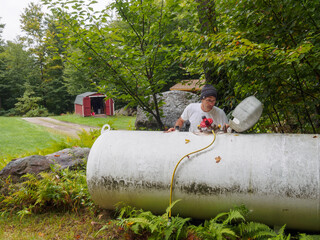 Man checking tank