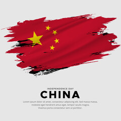 New design of China independence day vector. China with abstract brush flag vector