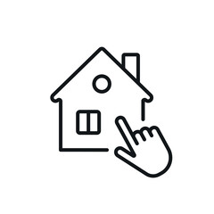 Click on the house linear icon. Choice of real estate. Thin line customizable illustration. Contour symbol. Vector isolated outline drawing. Editable stroke