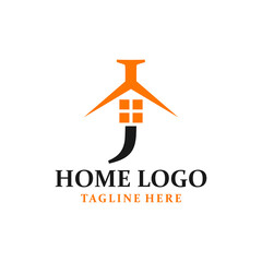 Letter J House Logo Design Template Inspiration, Vector Illustration.
