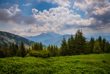 Picturesque mountain landscape. Carpathian mountains. Tourism concept
