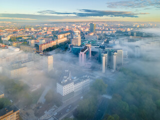 Szczecin, 22/09/2022 a misty morning over the city - obrazy, fototapety, plakaty