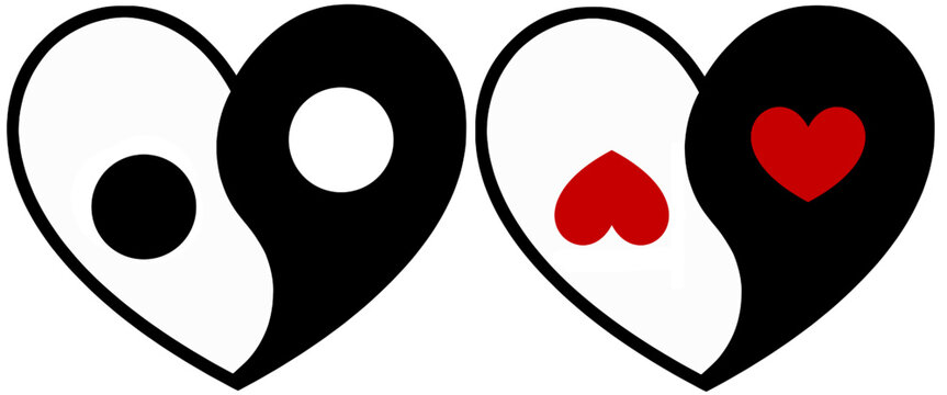 Yin Yang symbol with hearts vector illustration