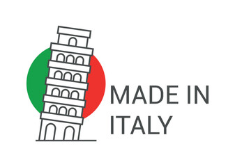 Made in Italy. Italian logo and sticker.
