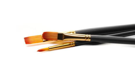 New golden brush painting isolated on white