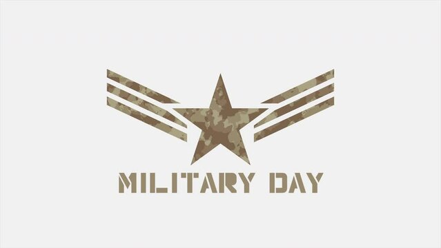 Military Day with star and stripes, motion holidays, military and warfare style background
