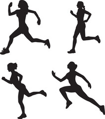 Woman silhouettes of runner set