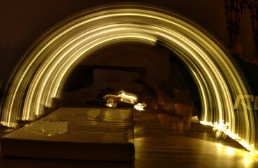 Picture of light streaks. Long exposure photography