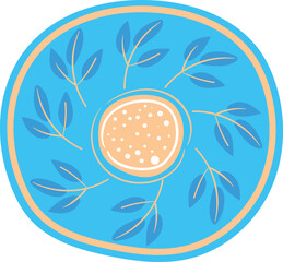 Fototapeta na wymiar Hand drawn round plate top view. Dish icon