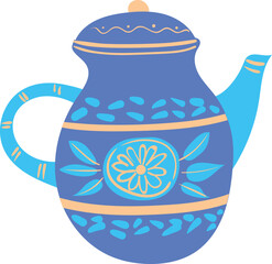 Cute teapot in scandinavian hand drawn style