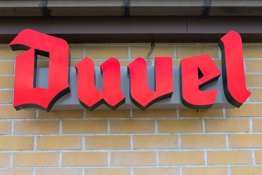 Sint Gillis Waas, Belgium, April 14, 2020, The Duvel Logo, a well-known Belgian beer