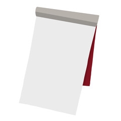 blank notebook paper in cute cartoon hand drawn style isolated on background with clipping path. top view of open notepad.