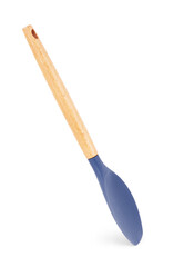 Silicone spatula with wooden handle on white background