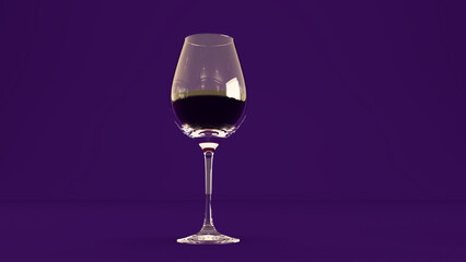 cup of wine on a dakr colored background, 3D render