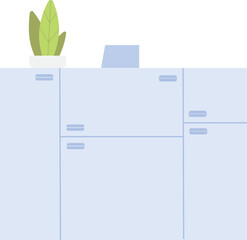 Office file cabinet with houseplant. Interior furniture icon
