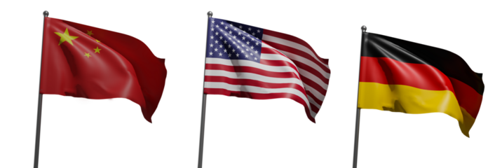 Deutschland - USA  Amerika - China Fahne