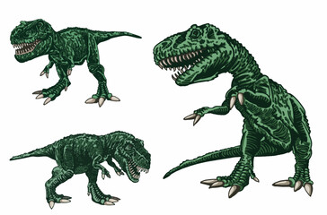 Vector set of color dinosaurs isolated on white background, dino collection