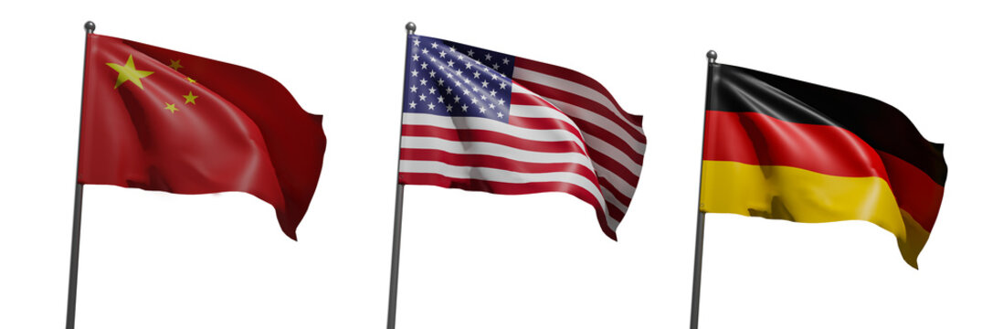 Deutschland - USA  Amerika - China Fahne